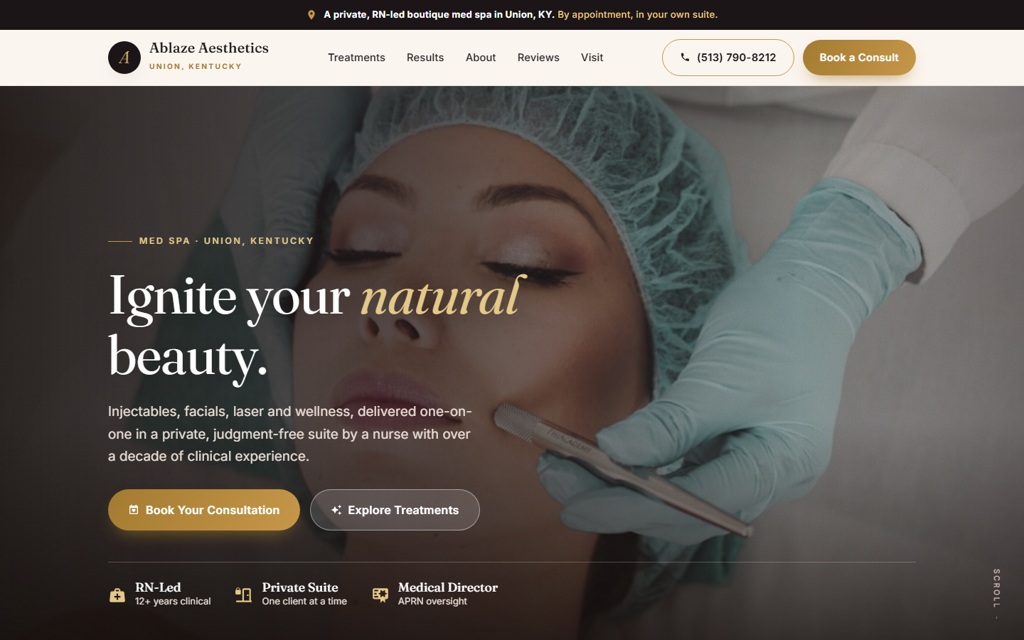 Ablaze Aesthetics website