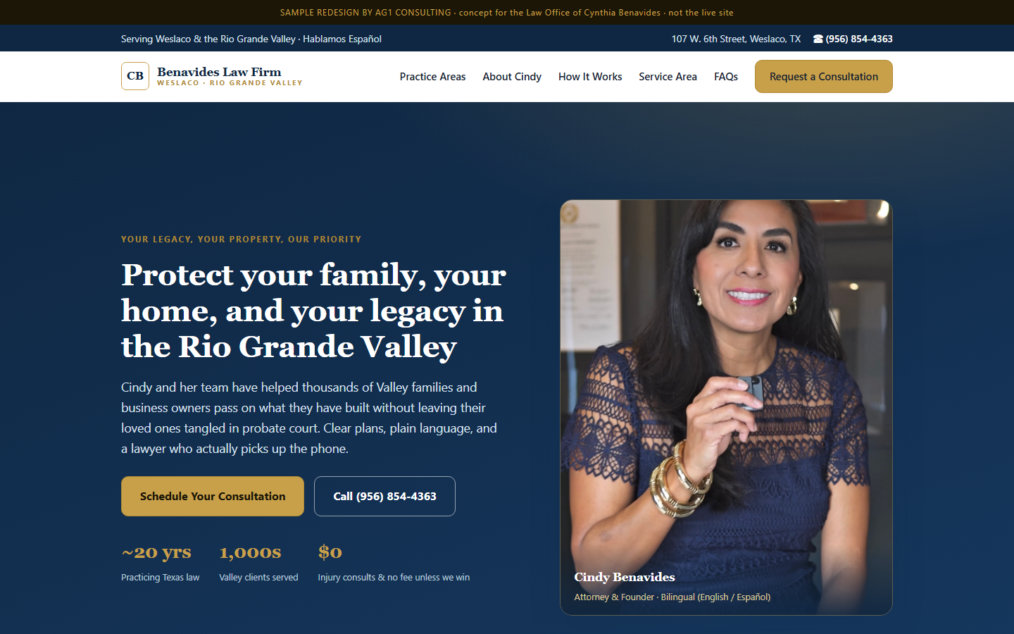 Benavides Law website