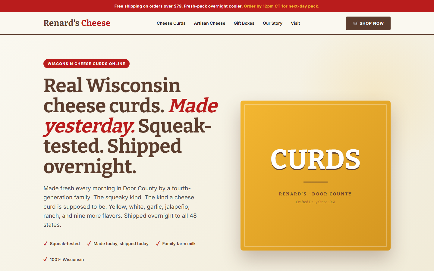 Renard's Cheese website